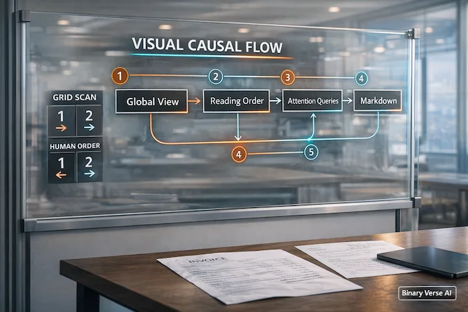 DeepSeek OCR 2 diagram explaining DeepEncoder V2 Visual Causal Flow