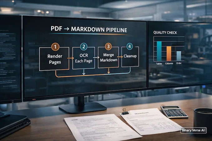 DeepSeek OCR 2 PDF to Markdown pipeline preserving tables and columns