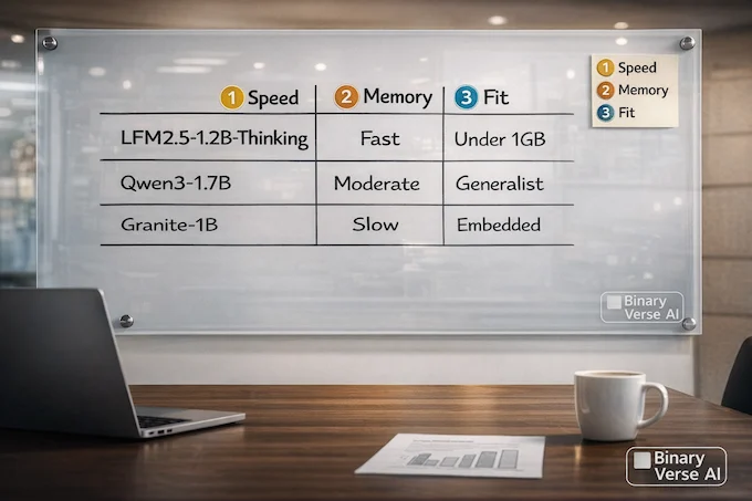 LFM2.5-1.2B-Thinking model comparison vs Qwen3 and Granite