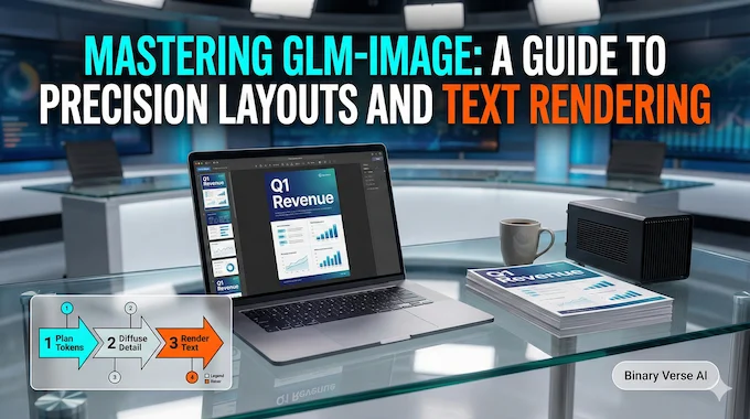 GLM-Image hero showing readable poster text and pipeline