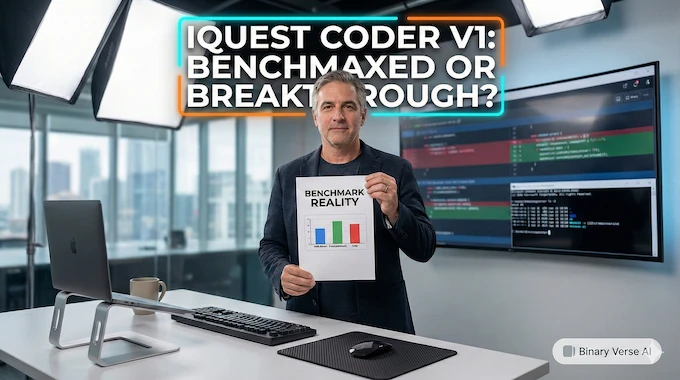 Quest Coder V1 cover hero with benchmark reality sheet