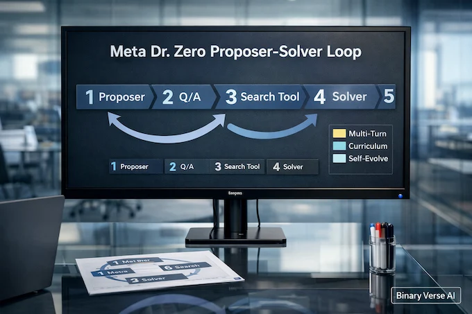 Meta Dr. Zero loop diagram on studio monitor.