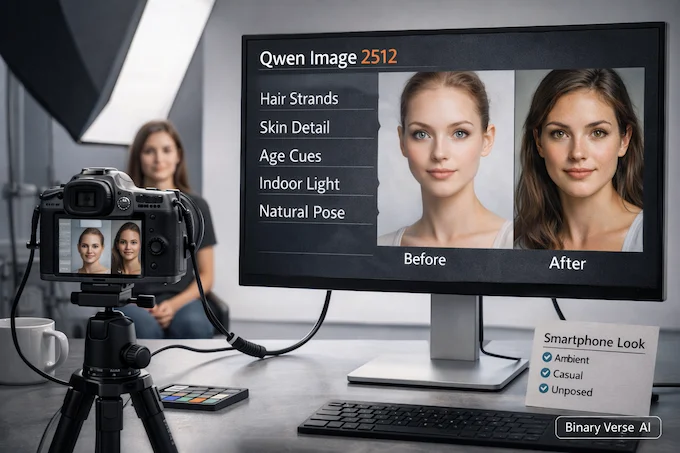 Qwen Image 2512 portrait reality check with callouts