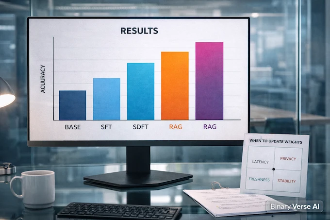 Self-Distillation results chart comparing SDFT vs SFT