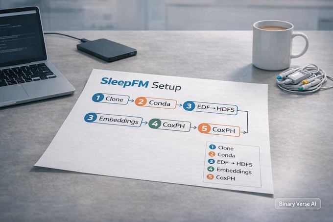 SleepFM setup pipeline from EDF to embeddings and CoxPH