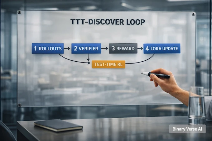 TTT-Discover loop infographic on glass whiteboard
