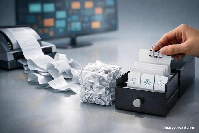 Agentic Memory visual of noisy log replay vs distilled skill cards