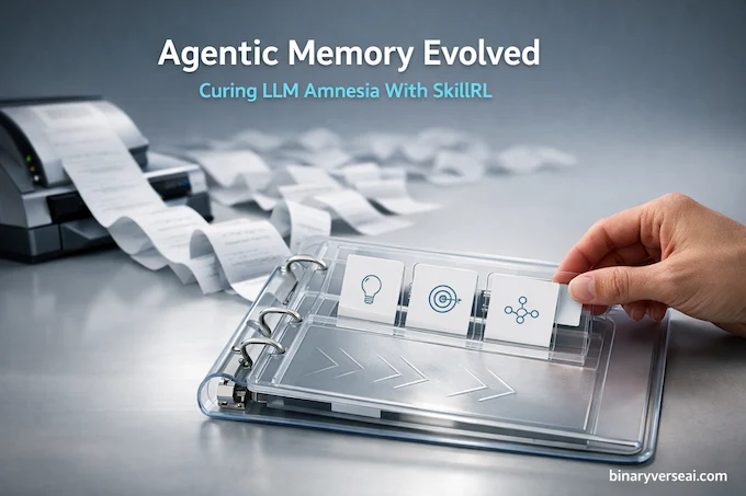 Agentic Memory feature image showing distilled skills replacing noisy logs