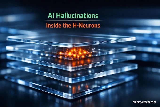 AI hallucinations feature image showing sparse H-Neuron cluster inside model layers