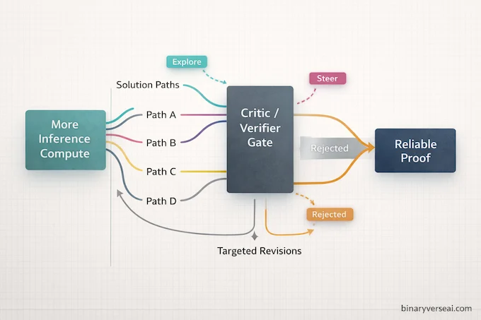 Aletheia DeepMind infographic explaining inference-time scaling and workflow engineering behind the performance jump.