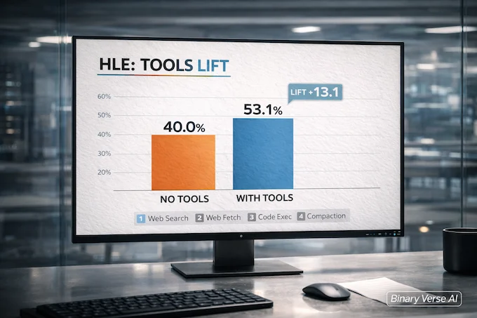 Claude Opus 4.6 Benchmarks HLE tools lift chart
