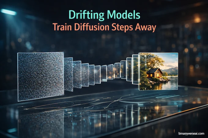 Drifting Models feature image showing diffusion steps compressed into one-step generation.