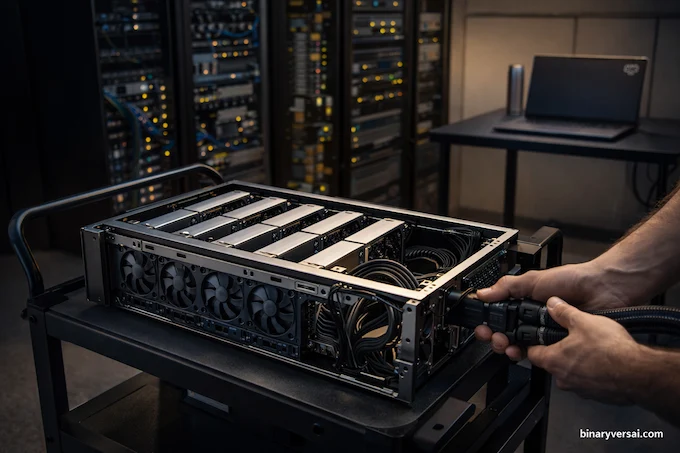 GLM-5 image for Local Deployment Reality Check—multi-GPU server setup, open weights deployment reality