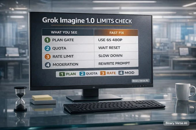 Grok Imagine 1.0 limits troubleshooting plan quota rate moderation