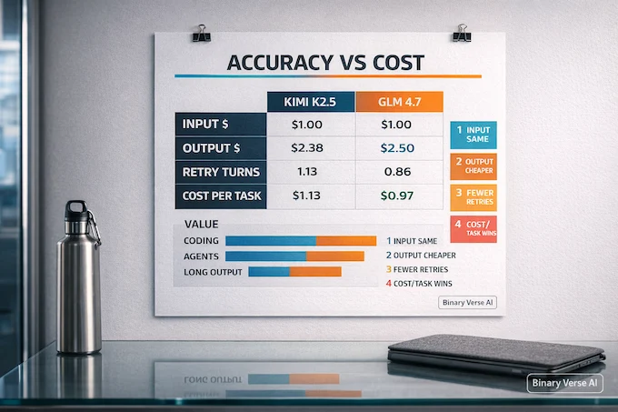 Kimi K2.5 vs GLM 4.7 accuracy vs cost table photo