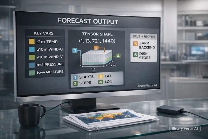NVIDIA Earth 2 output legend with tensor shape diagram