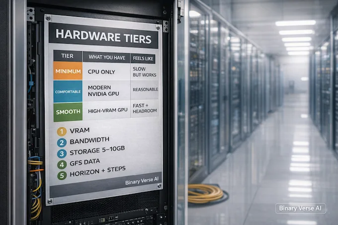 NVIDIA Earth 2 hardware tiers table, CPU vs GPU