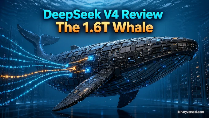 DeepSeek V4 feature image for DeepSeek V4 Review with 1.6T whale metaphor