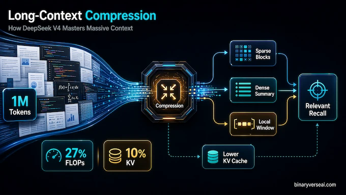 DeepSeek V4 infographic for The One-Million Token Context Trick