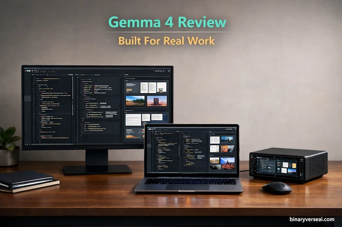 Gemma 4 feature image, Gemma 4 Review Built For Real Work over a local-first AI workstation.