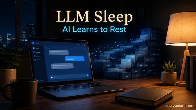 LLM Sleep feature image showing AI rest and memory consolidation