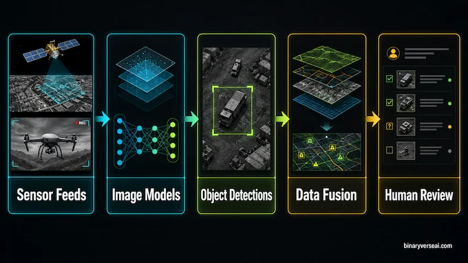 Project Maven infographic showing What Project Maven Actually Is as a data pipeline