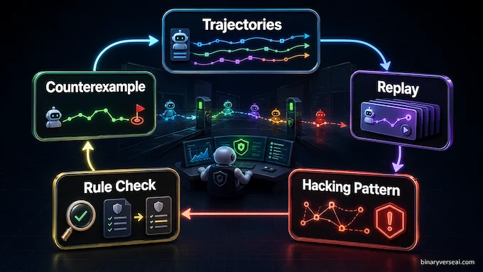 Qwen 3.7 Max self-monitoring agents infographic for reward hacking detection