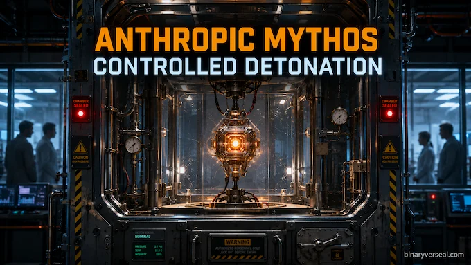 Anthropic Mythos feature image showing controlled AI release in a safety chamber