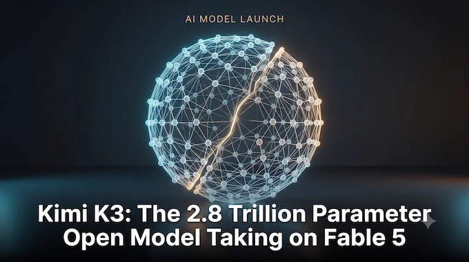 Kimi K3 2.8 trillion parameter open-weight AI model glowing sphere cover image