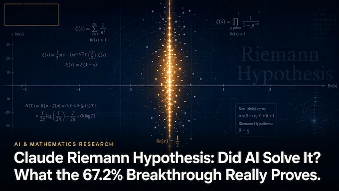 Claude Riemann Hypothesis breakthrough shown as glowing zeros aligned on the critical line