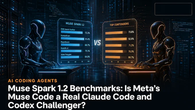 Muse Spark 1.2 benchmarks feature image comparing Meta's Muse Code to Claude Code and Codex