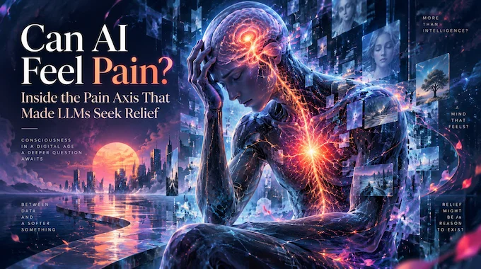 Cover image exploring can AI feel pain, showing a glowing red pain axis inside a neural network silhouette