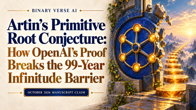 Artin’s primitive root conjecture shown as an opened wheel leading to an endless prime horizon.