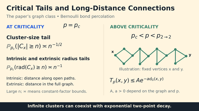 Benjamini–Schramm nonuniqueness conjecture critical tails and exponential two-point connection decay.