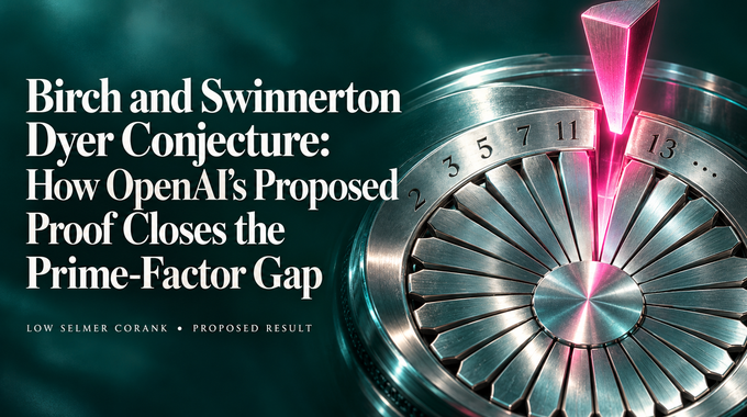 Birch and Swinnerton Dyer Conjecture artwork shows a final prime-factor wedge closing a silver seal.
