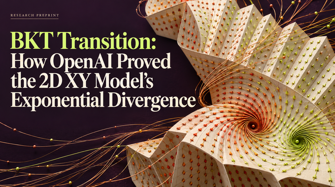 BKT transition artwork shows paired spin vortices and expanding correlations, with the full article title.