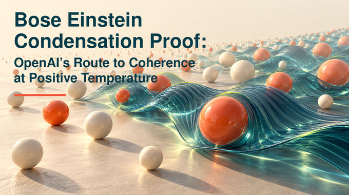 Bose Einstein condensation proof illustrated by separate spheres and a shared wave across a growing gas.