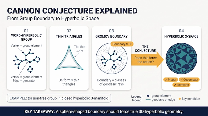 Cannon Conjecture explained: hyperbolic group, Cayley graph, sphere boundary and hyperbolic 3-space action