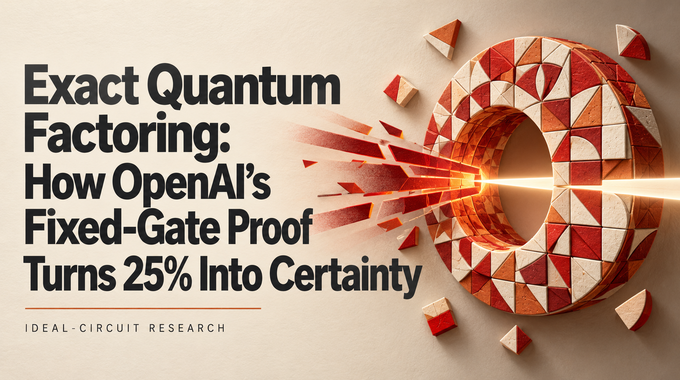 Sculptural mosaic illustrating exact quantum factoring and engineered certainty.