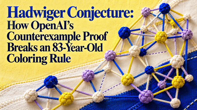 Hadwiger Conjecture artwork with colorful embroidered graph knots and missing connections.