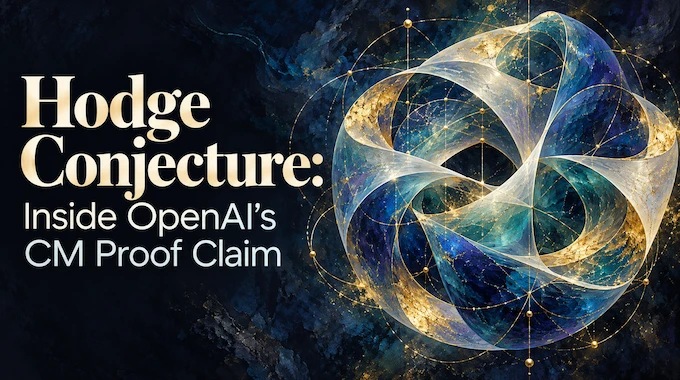 Hodge Conjecture cover art of a glowing torus joined to algebraic curves, with the OpenAI CM proof claim title
