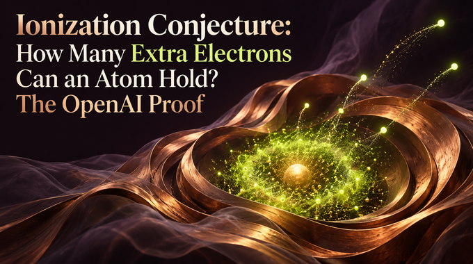 Ionization Conjecture artwork showing excess electrons escaping a copper potential well.