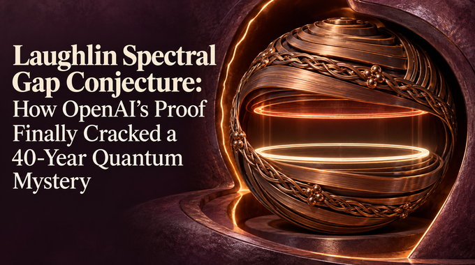 Laughlin spectral gap artwork showing separated copper energy rings and the full article title.