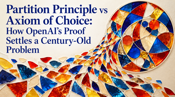 Partition Principle vs Axiom of Choice illustrated by a stained-glass mosaic separating into distinct pieces.