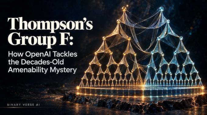 Thompson’s group F visualized through binary trees, dyadic interval transformations, and a broken invariant balance.